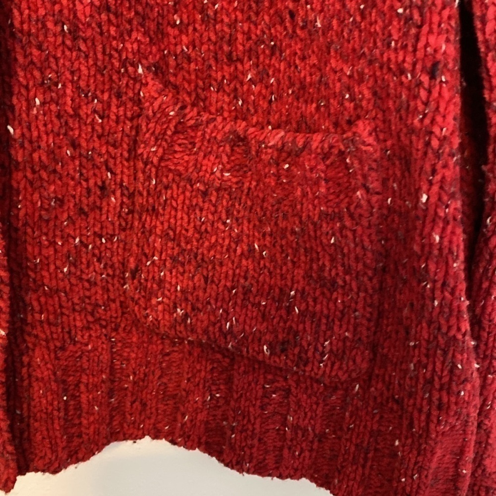 Columbia wool blend red speckled full button down cozy pocket sweater la… - Picture 6 of 10